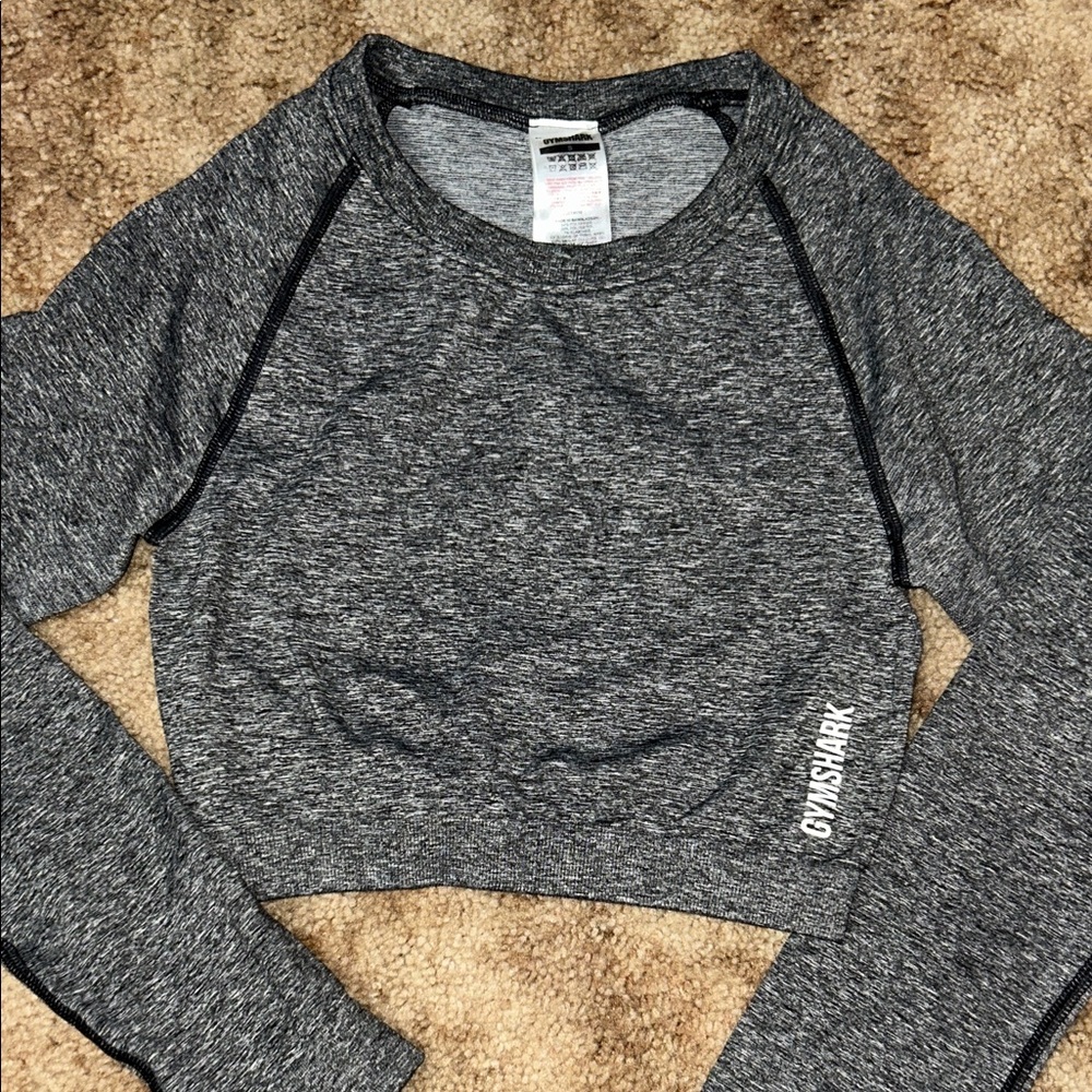 Gymshark Women's Charcoal Long Sleeve Crop Top